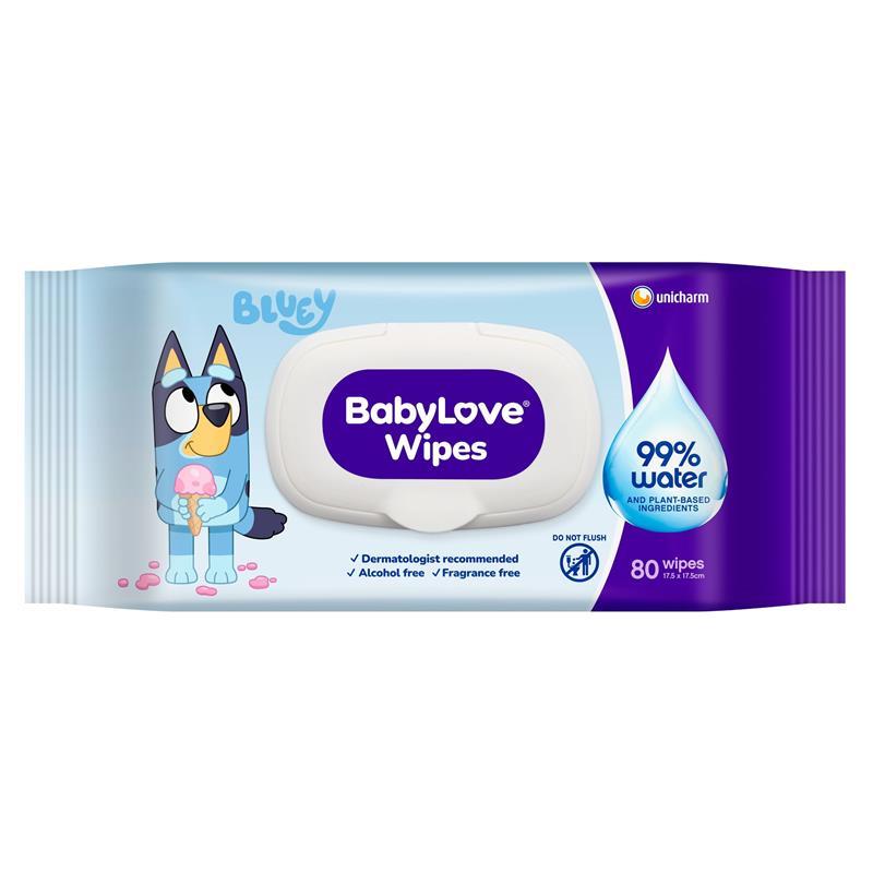 BabyLove Wipes 80 Count, 99% Water & Plant-Based for Gentle Cleansing