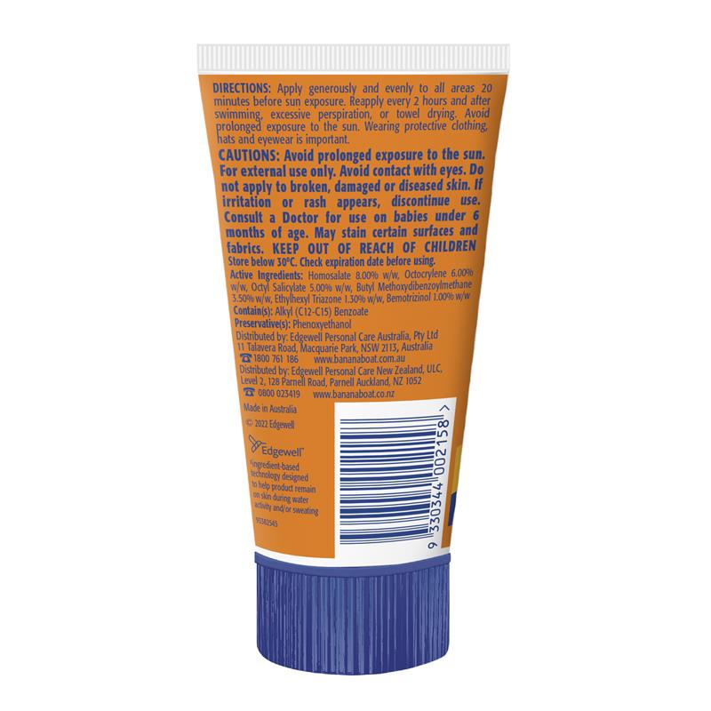 Banana Boat Sport Sunscreen Lotion SPF 50+ 40g Sweat & Water Resistant - Ingredients Label