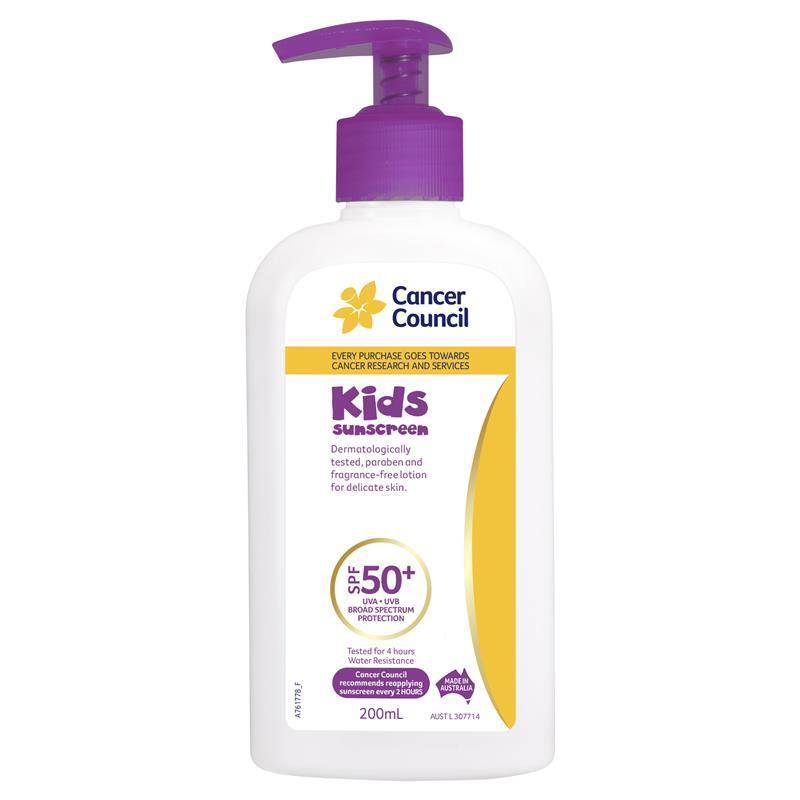 Cancer Council Kids Sunscreen SPF50+ 200ml for Delicate Skin
