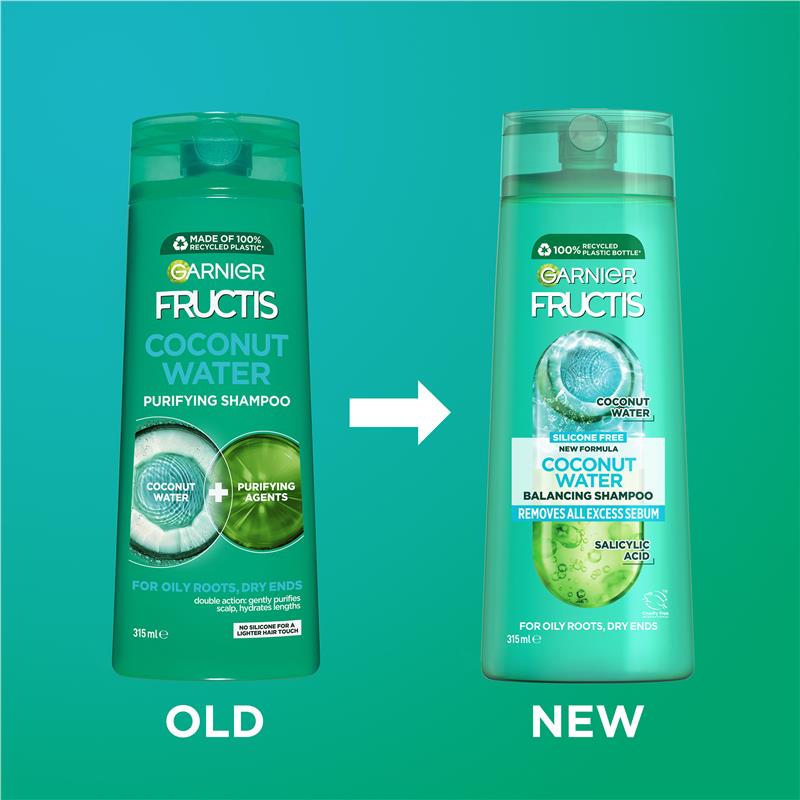 Garnier Fructis Coconut Water Balancing Shampoo 315ml - Ingredients Label