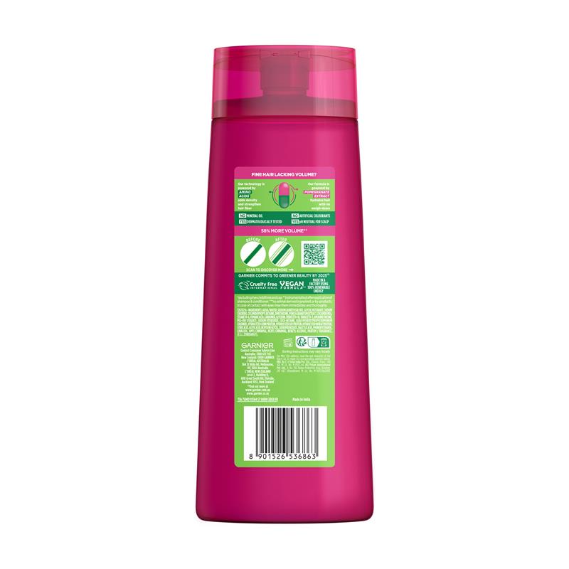 Garnier Fructis Full & Luscious Volumising Shampoo 315ml - Ingredients Label