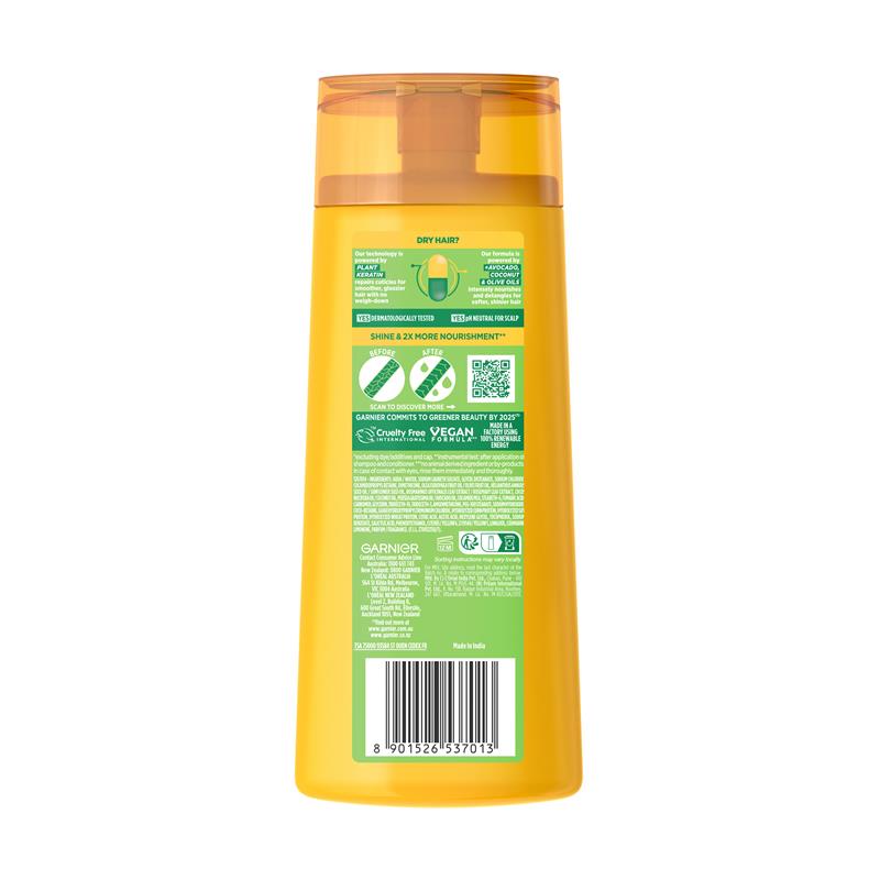 Garnier Fructis Nutri-Repair 3 Nourishing Shampoo 315ml for Shine & 2x More Nourishment - Ingredients Label