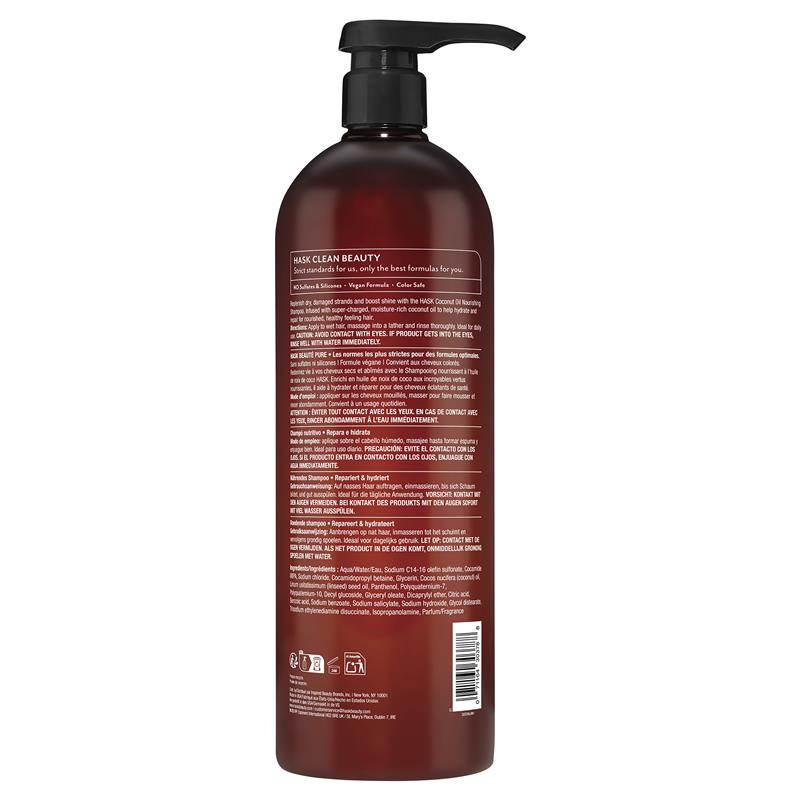 HASK Coconut Oil Nourishing Shampoo 1L Repairs & Hydrates - Ingredients Label