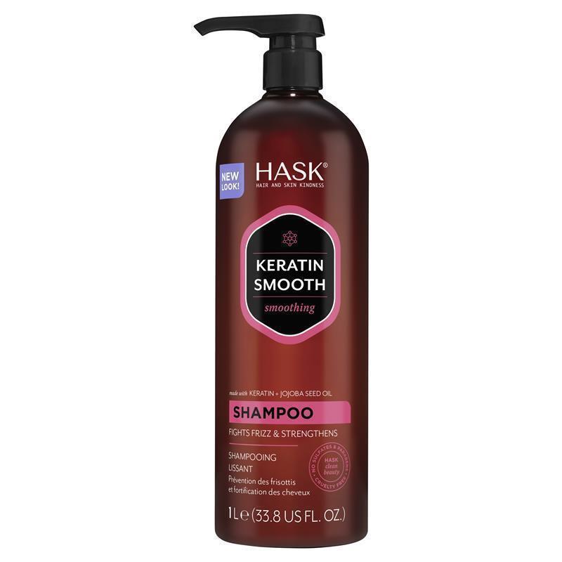 HASK Keratin Smooth Smoothing Shampoo 1L Fights Frizz & Strengthens