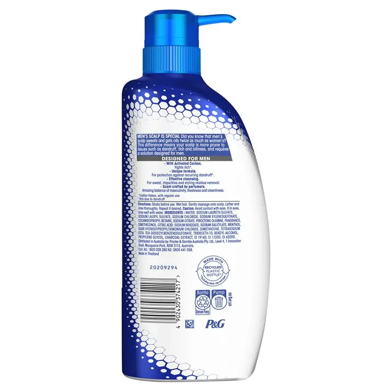 Head & Shoulders Ultra Men Deep Clean 2in1 750ml Shampoo + Conditioner - Ingredients Label