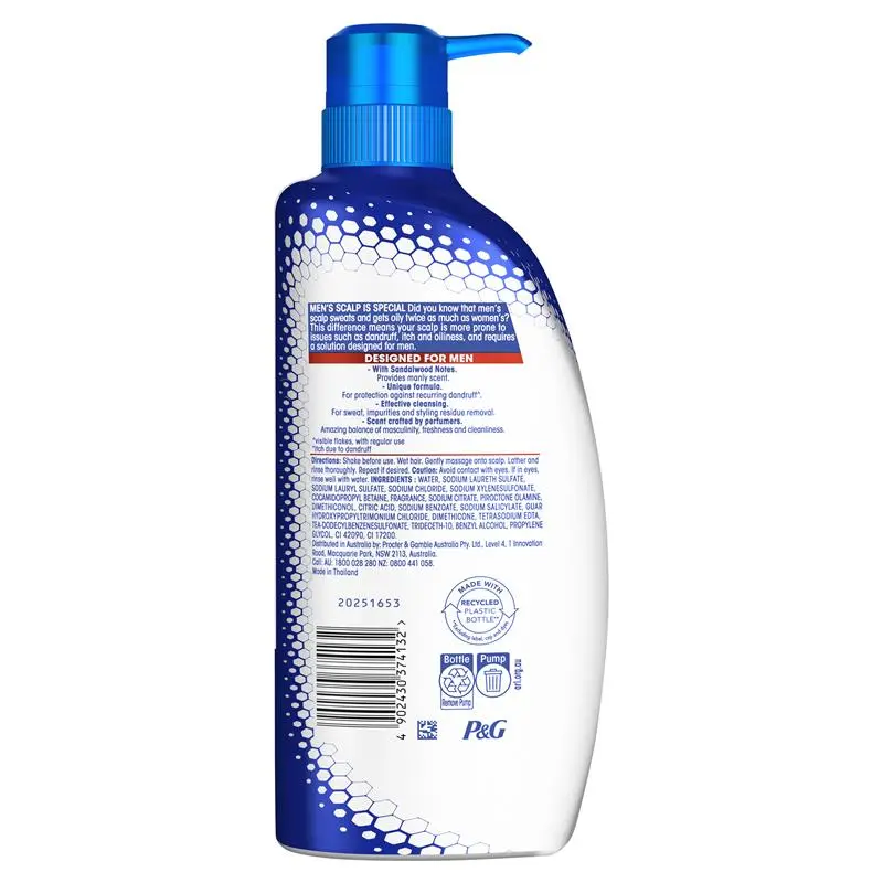 Head & Shoulders Ultra Men Old Spice 750ml 2in1 Anti-Dandruff - Ingredients Label