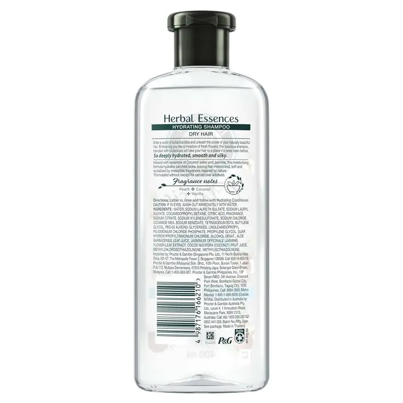 Herbal Essences Classic Dry Hair Hydrating Shampoo 400ml - Ingredients Label