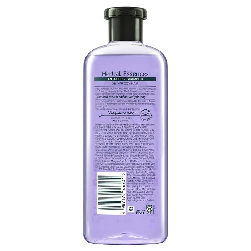 Herbal Essences Classic Lavender Almond Oil 400ml Anti-frizz Shampoo - Ingredients Label