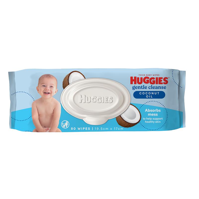 Huggies Gentle Cleanse Coconut Oil Baby Wipes 80 Wipes for Healthy Skin