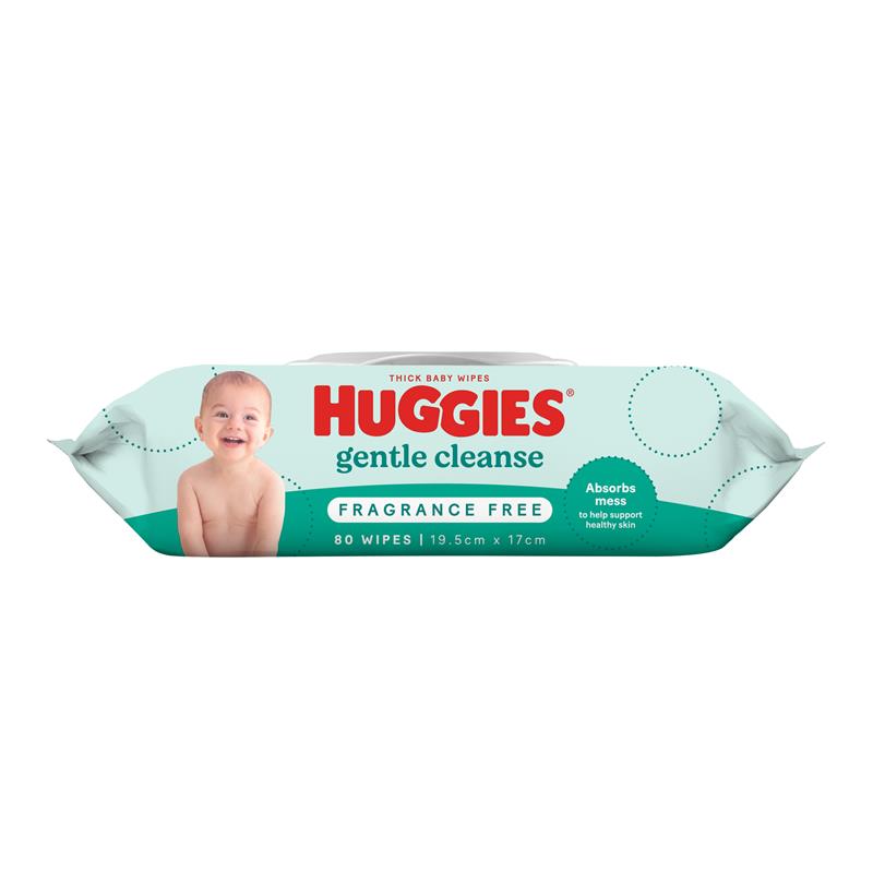 Huggies Gentle Cleanse Fragrance Free Wipes 80 Count for Healthy Skin