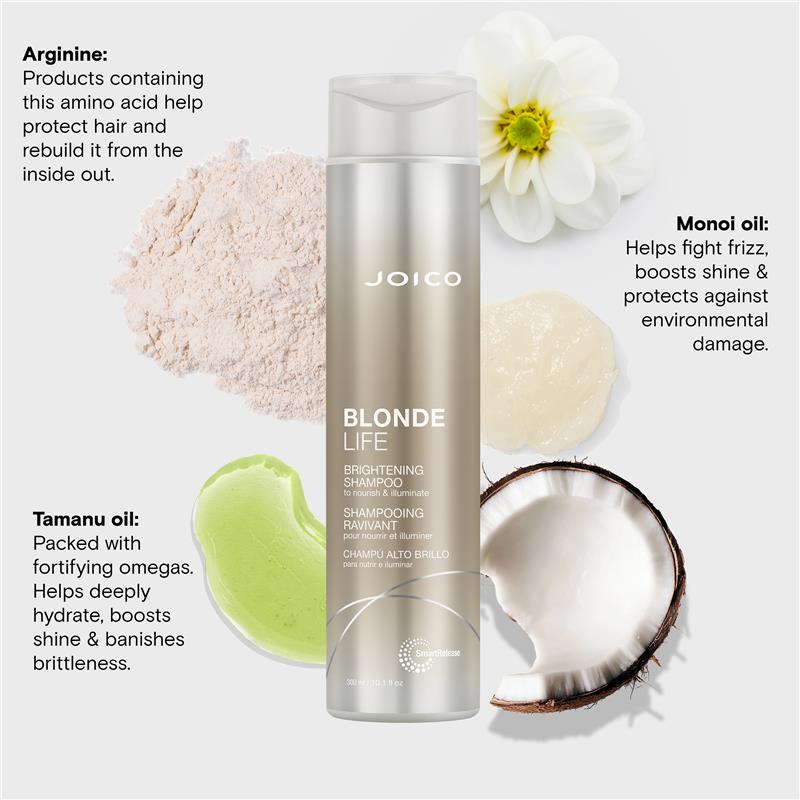 Joico Blonde Life Brightening Shampoo 300ml to Nourish & Illuminate - Ingredients Label