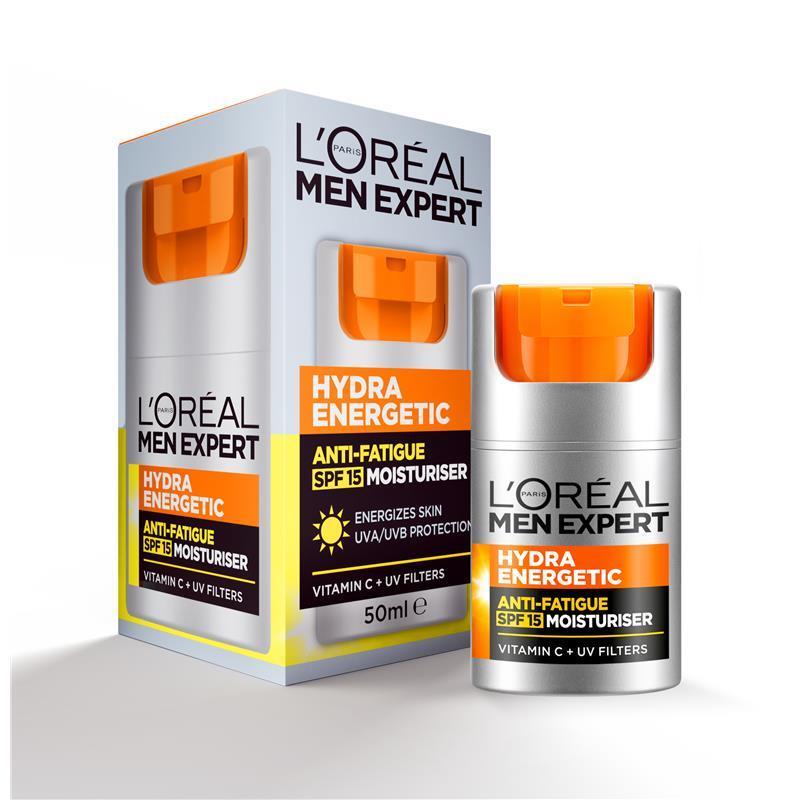 L'Oréal Men Expert Hydra Energetic Anti-Fatigue SPF 15 Moisturiser 50ml Energizes Skin & UV Protection