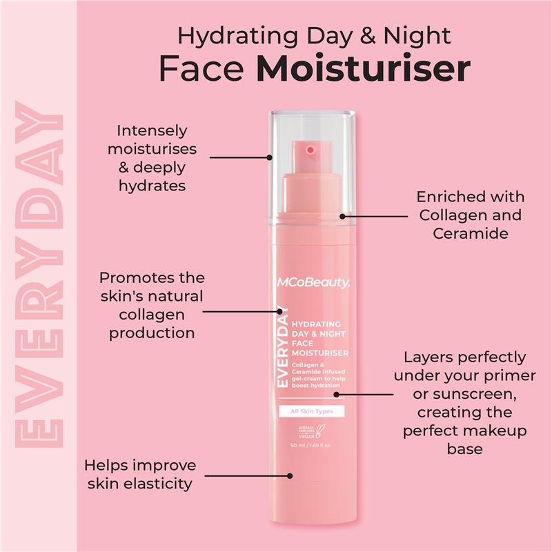 MCoBeauty Hydrating Day & Night Face Moisturiser 50 ml to boost hydration - Ingredients Label