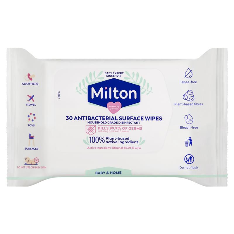 Milton 30 Antibacterial Surface Wipes 30 Count Kills 99.9% of Germs