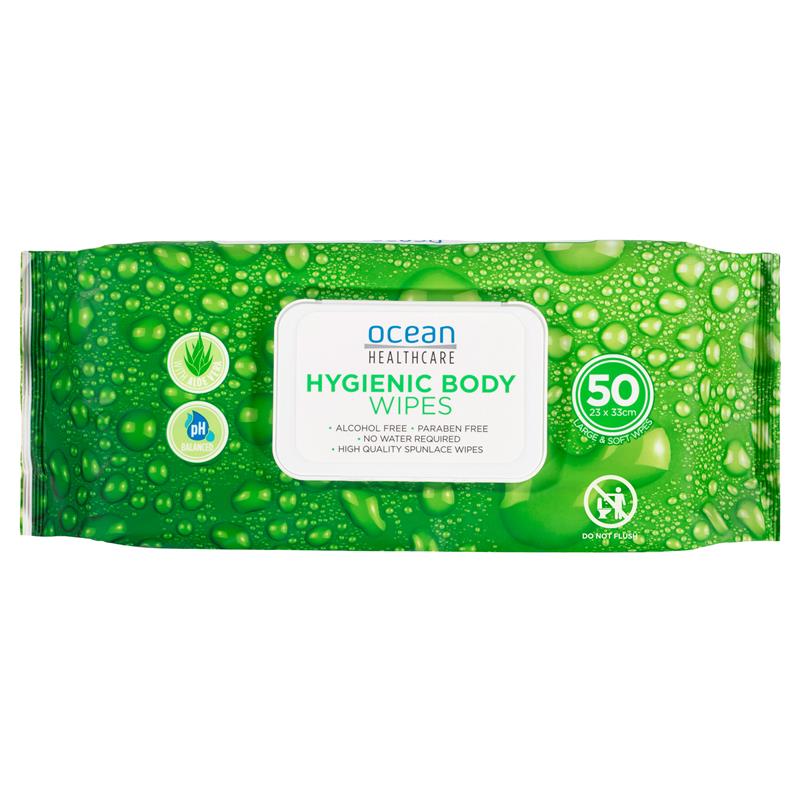 Ocean Healthcare Hygienic Body Wipes 50 Count Gentle pH Balanced