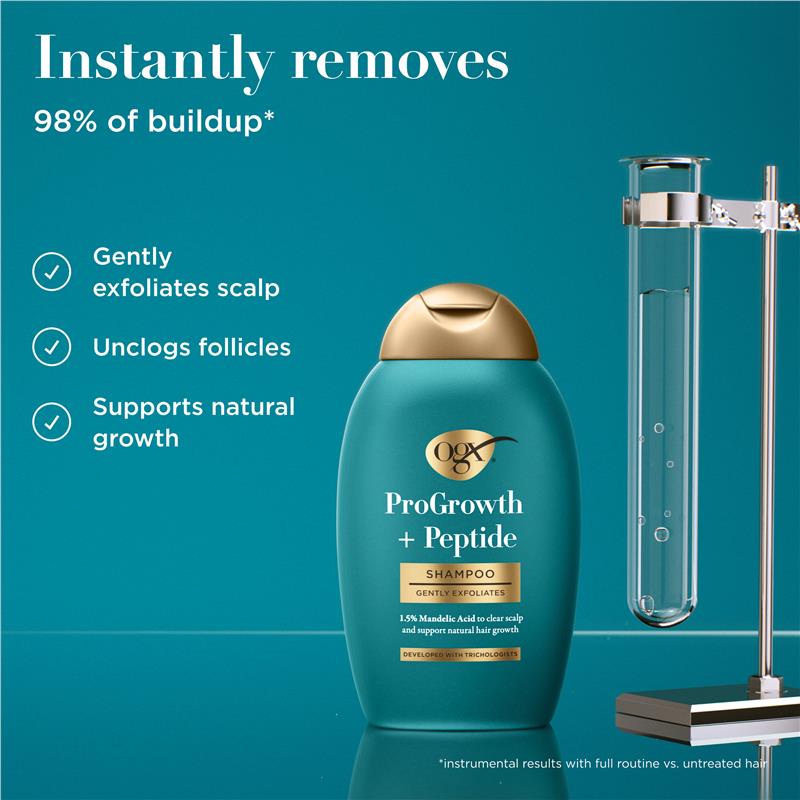 OGX ProGrowth + Peptide Shampoo 385 mL for Scalp Exfoliation - Ingredients Label