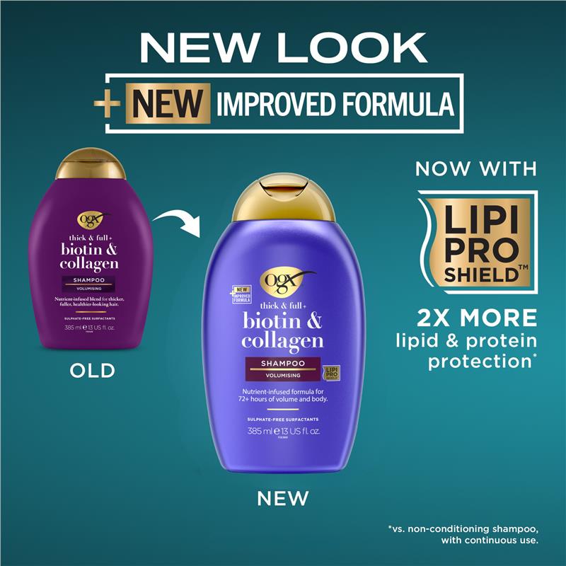 OGX Thick & Full Biotin & Collagen Shampoo, 385ml, Volumising - Ingredients Label