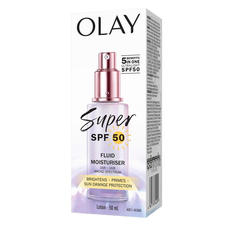 Olay Super SPF 50 Fluid Moisturiser 50mL with 5-in-1 Benefits