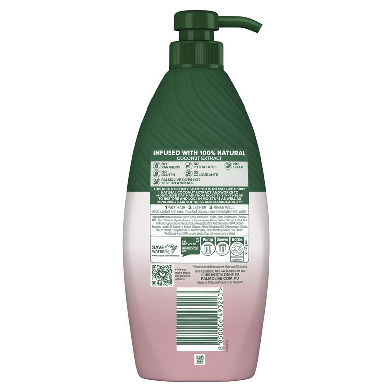 Palmolive Naturals Intensive Moisture Shampoo 700mL Coconut Cream - Ingredients Label