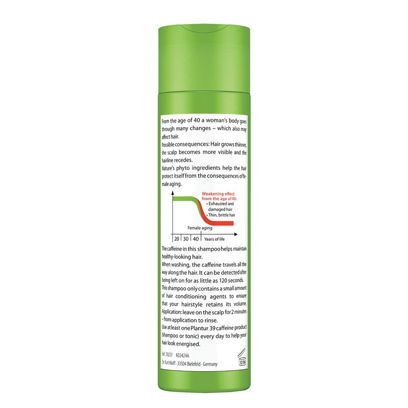 Plantur 39 Phyto-Caffeine Shampoo 250mL for Fine, Brittle Hair - Ingredients Label