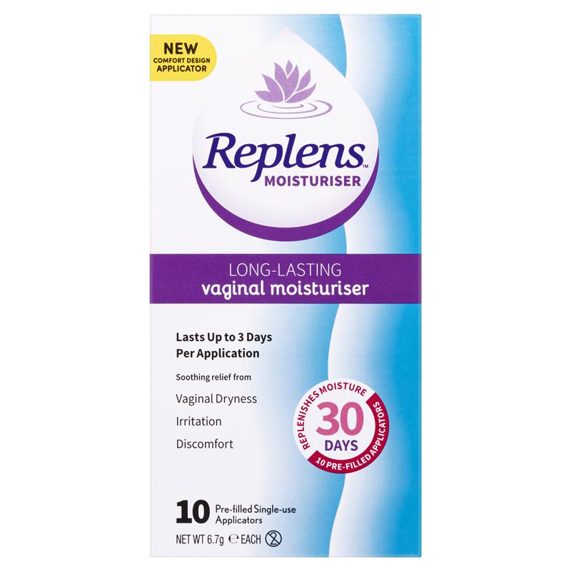 Replens Long-Lasting Vaginal Moisturiser 10 Applicators for Dryness Relief