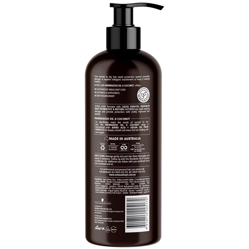 Schwarzkopf Marrakesh Oil & Coconut Replenishing Shampoo 950ml - Ingredients Label