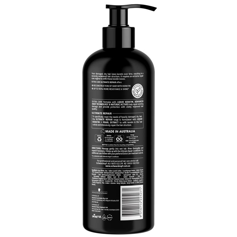 Schwarzkopf Ultimate Repair Shampoo 950mL, Extreme Hair Repair - Ingredients Label