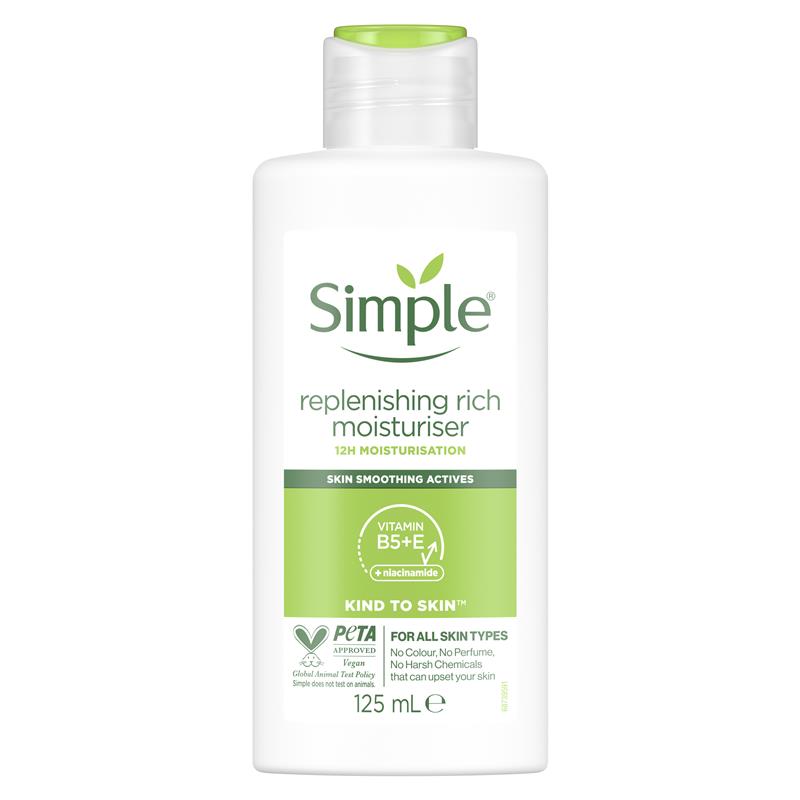 Simple Replenishing Rich Moisturiser 125ml 12H Skin Smoothing