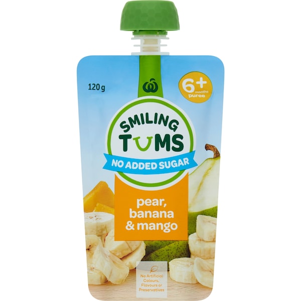 Smiling Tums Pear, Banana & Mango Puree 120g No Added Sugar