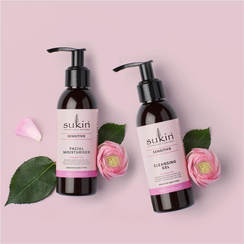 Sukin Sensitive Facial Moisturiser 125ml Soothing & Nourishing - Ingredients Label