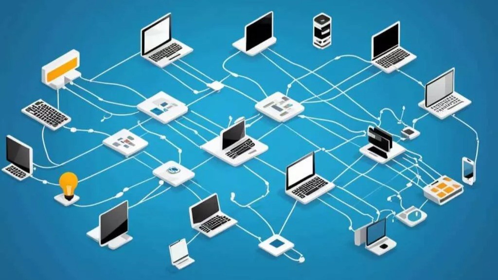 Мрежна Инфраструктура - Network cables and a server rack.