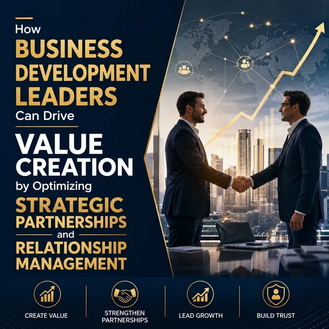 Business Development Leaders drive Value Creation via Strategic Partnerships & Relationship Management. Two men shaking hands.