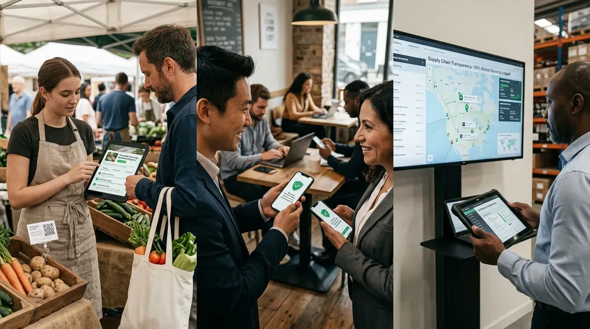 Digital solutions for ethical supply chain transparency, secure transactions, and retail management across diverse settings.