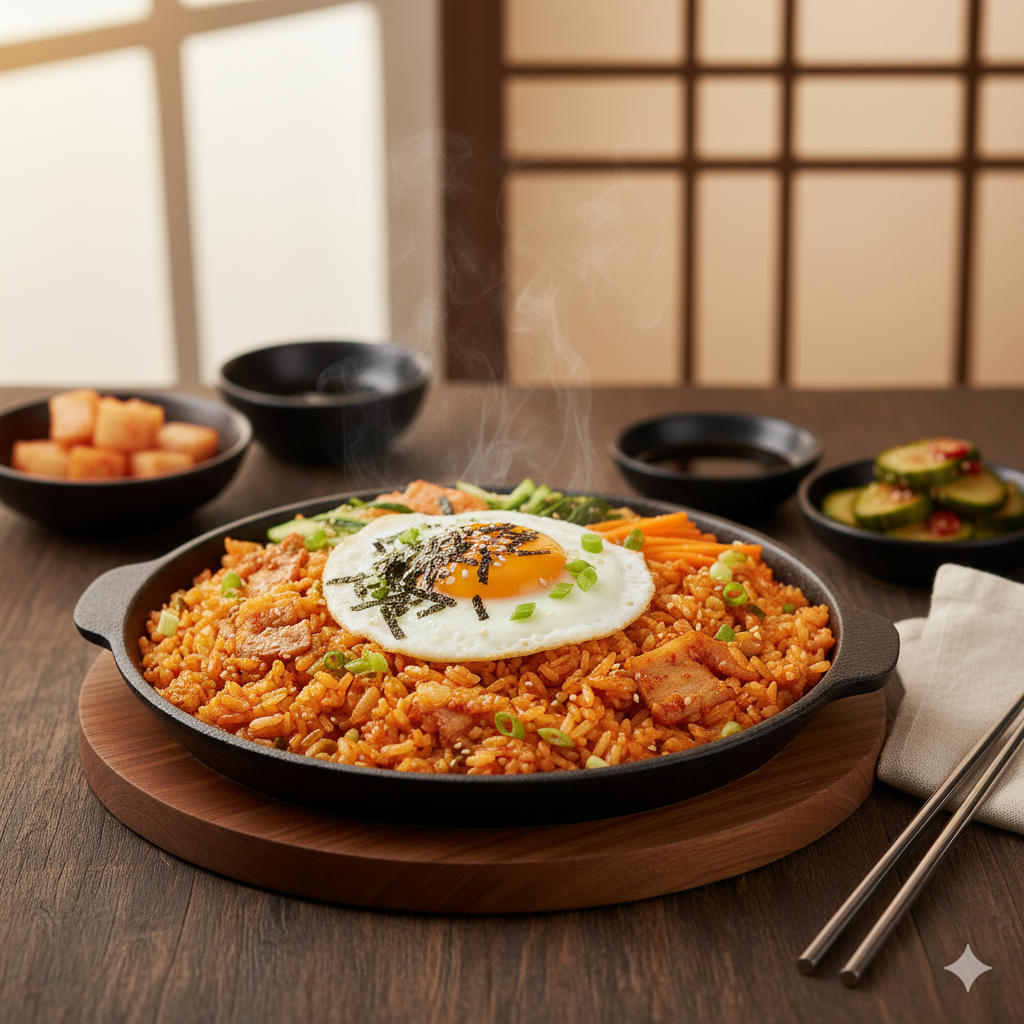 A simple yet satisfying fried rice dish made with kimchi.