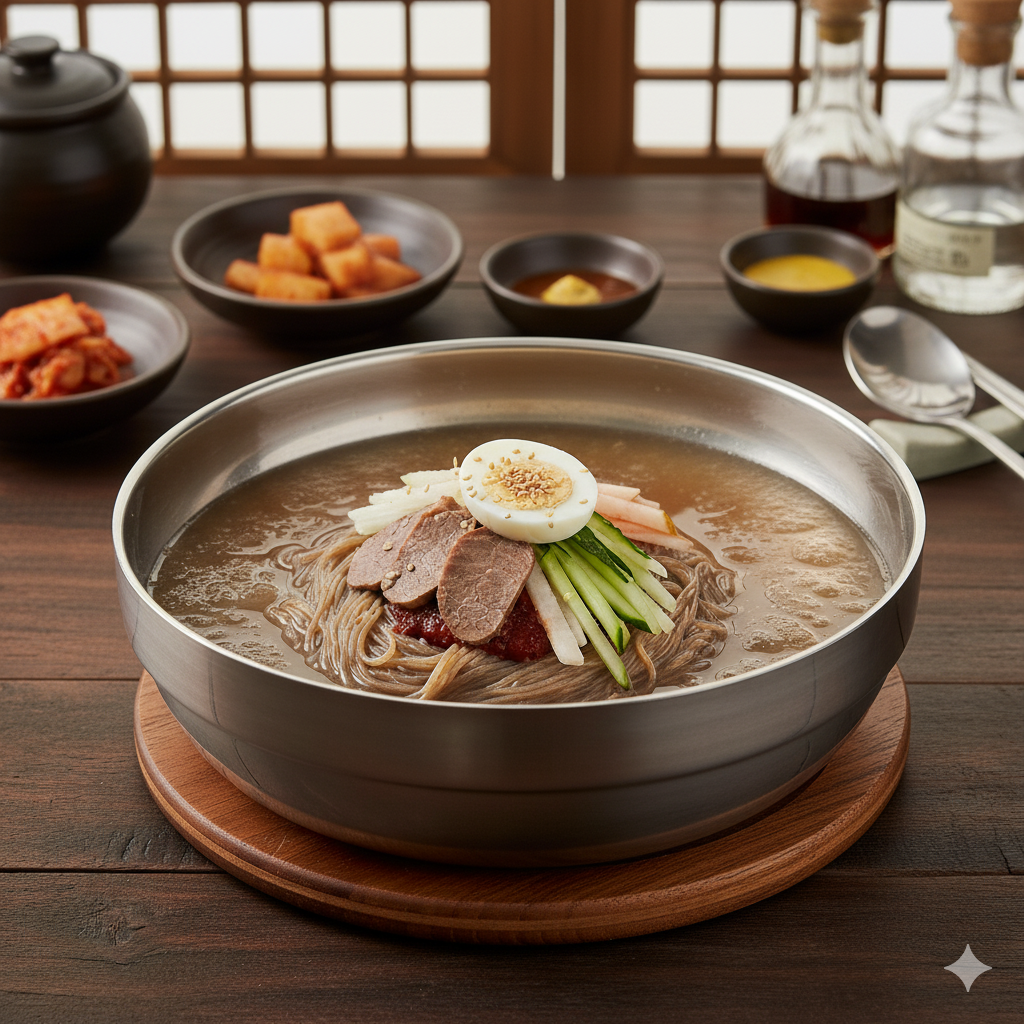 A refreshing cold noodle dish with a tangy broth.