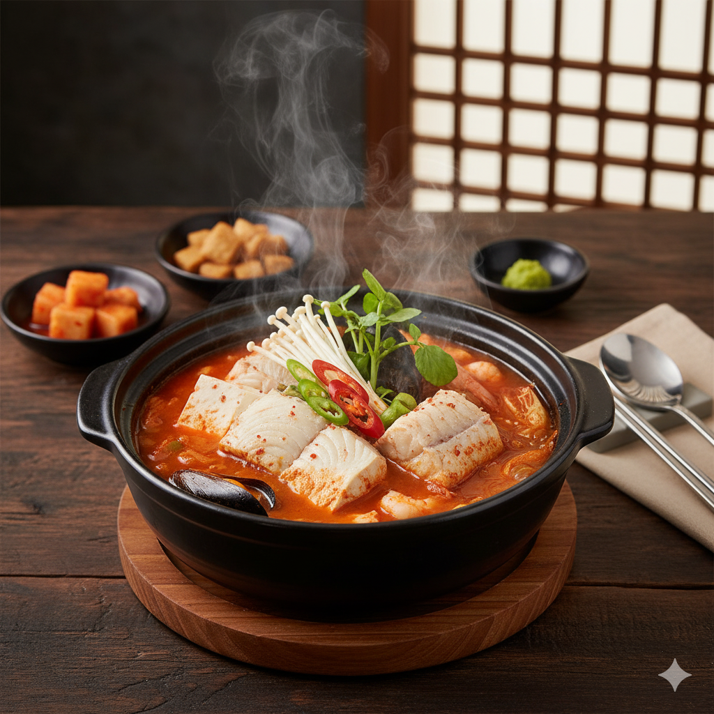 A hot and spicy stew made with fresh fish and vegetables.