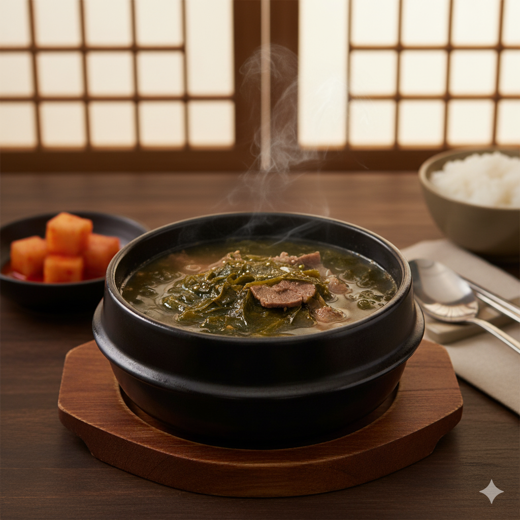 A nutritious and comforting soup made with seaweed (miyeok).