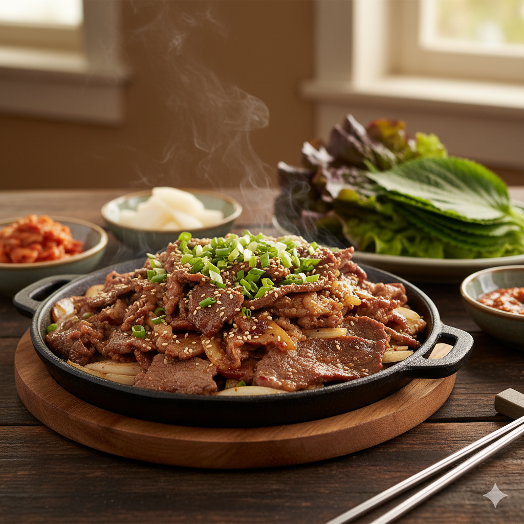 Grilled marinated beef bulgogi.