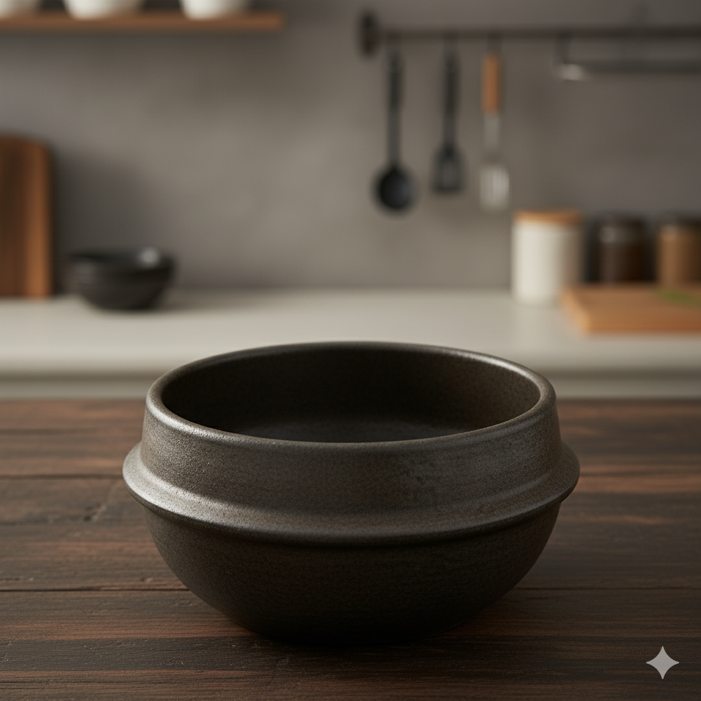 A traditional Korean earthenware pot.