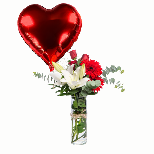 Ramo Amor Pasional con Globo Corazón