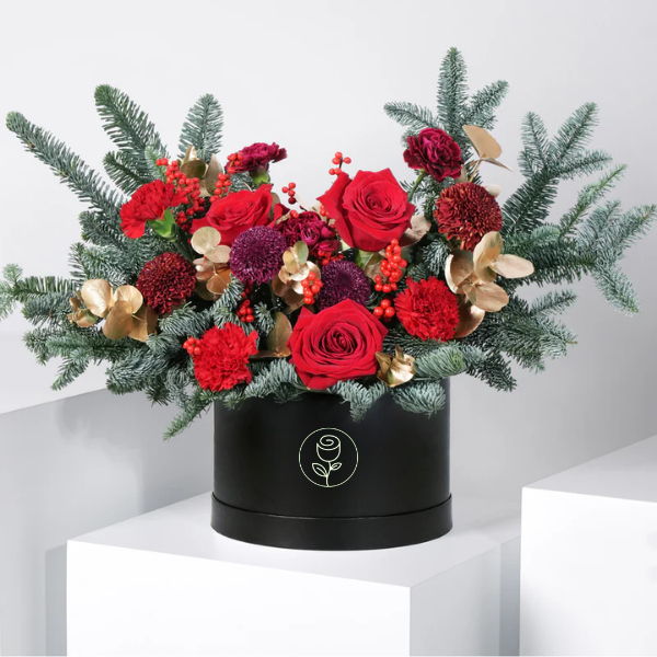 Caja Floral Navideña Encanto Rojo