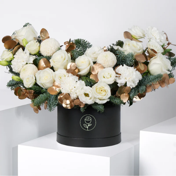 Caja Floral Nieve Dorada