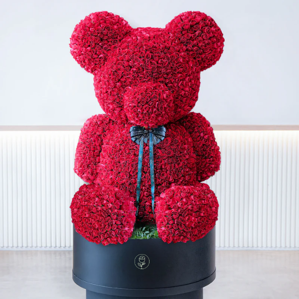 Oso de Rosas Eternas Rojas Gigante
