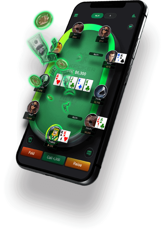 A phone showing a poker game application.