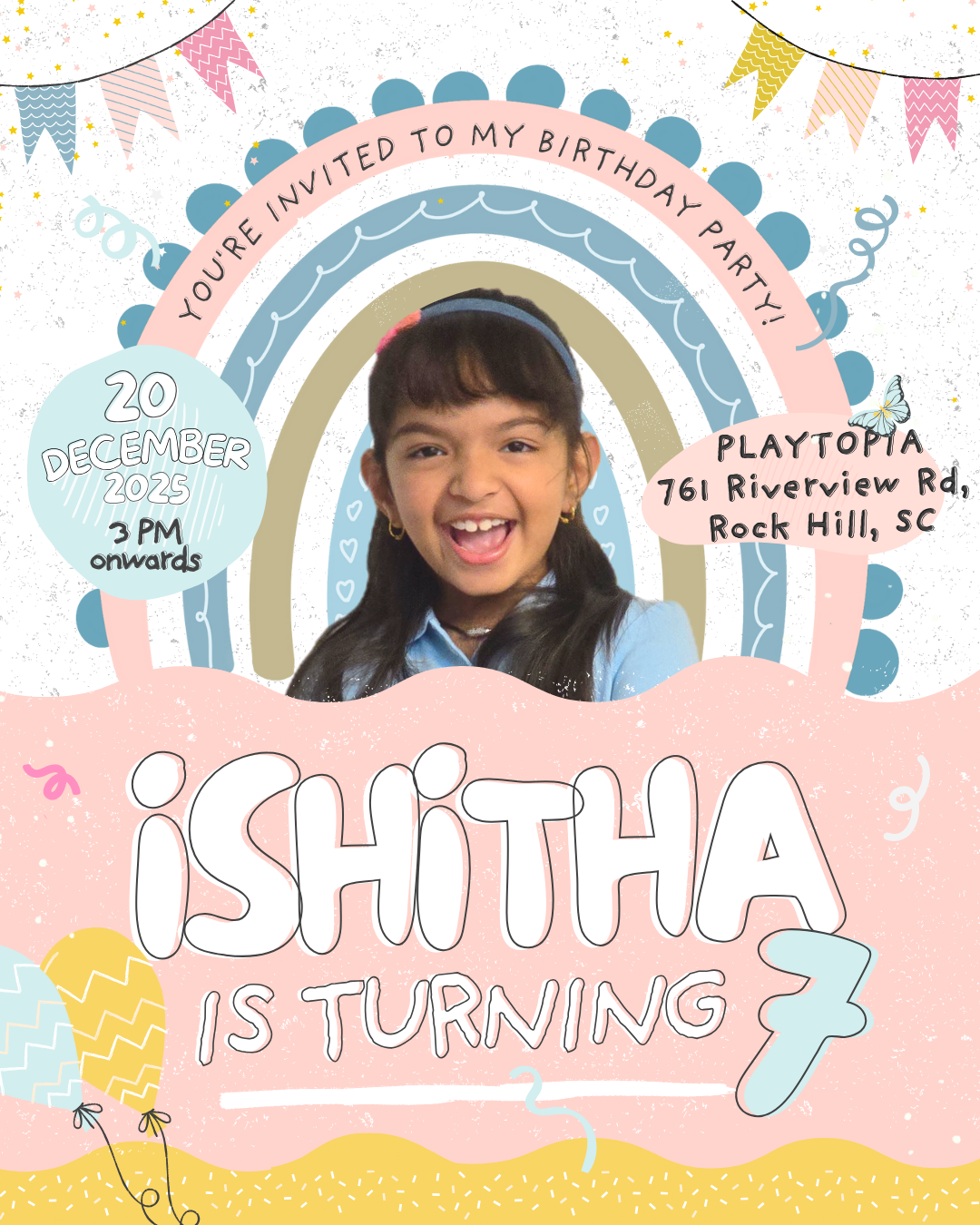 Ishitha's 7th Birthday Party Flyer