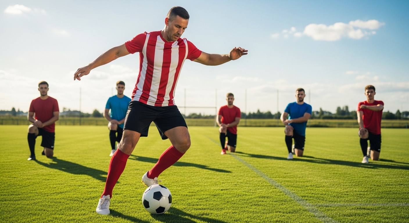 Athlete performing a mobility exercise.