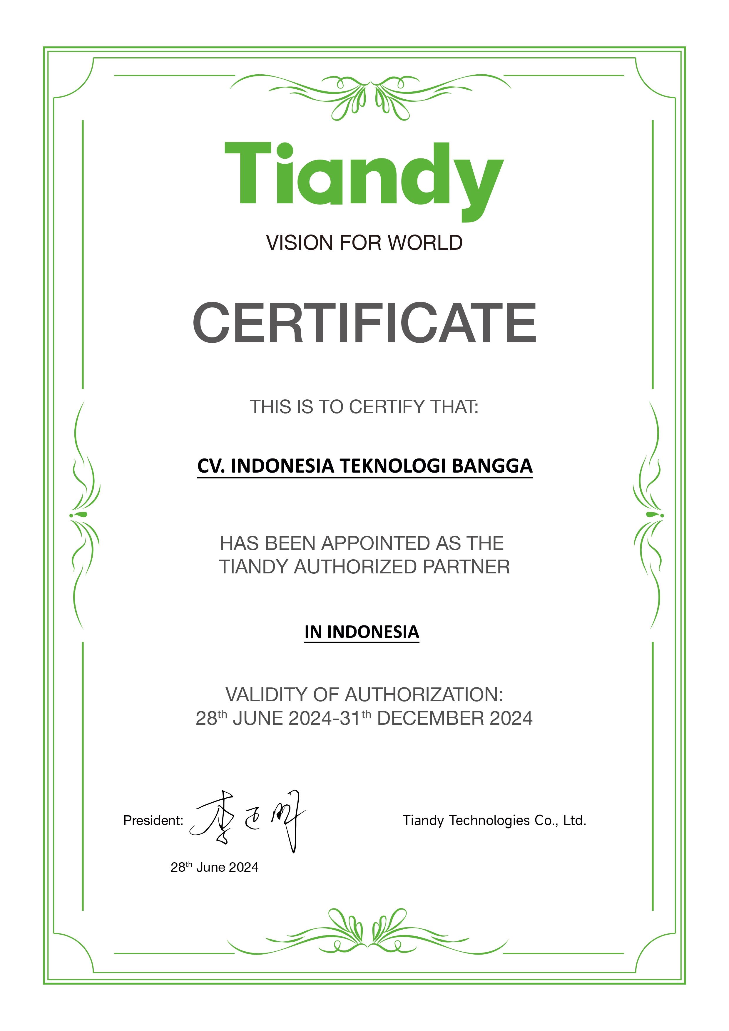 Authorized technology Partner Certificate
