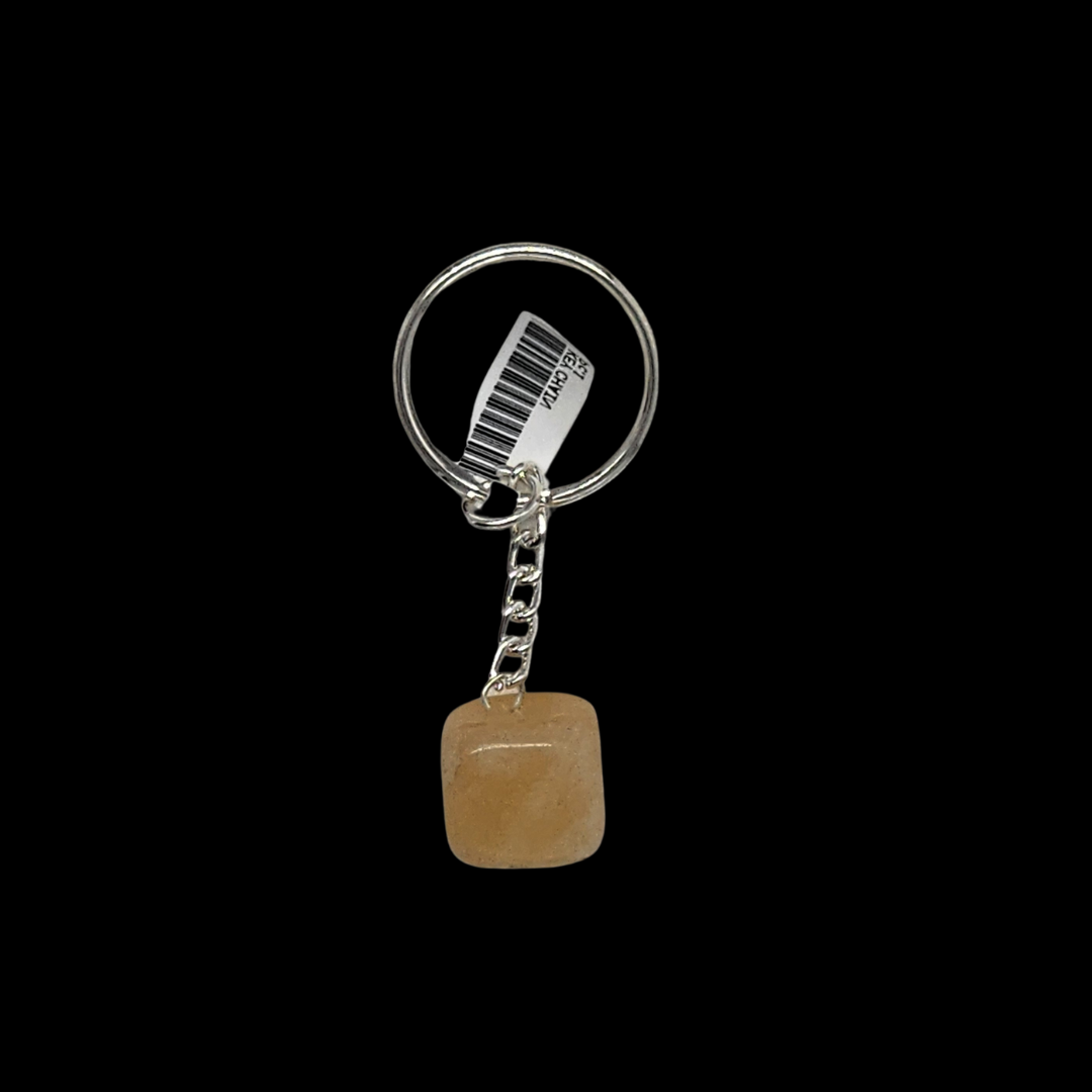Natural Yellow Aventurine Crystal Tumbled Bead Energized Keychain