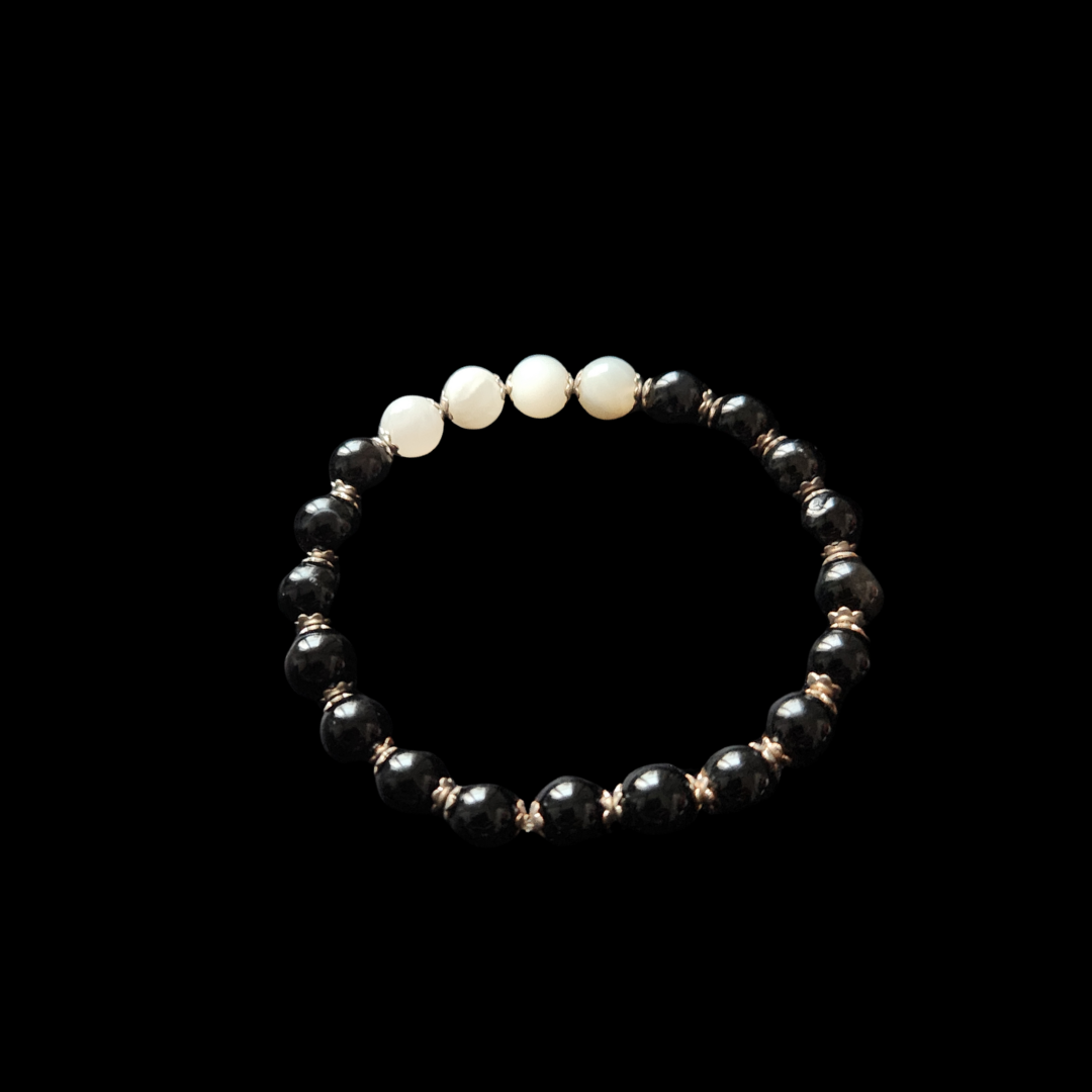 Black Onyx & Luminous Moonstone Balance Bracelet