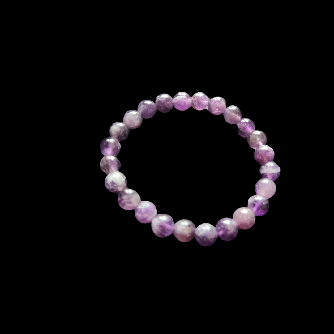 Natural Deep Purple Amethyst Natural Round Beads Bracelet